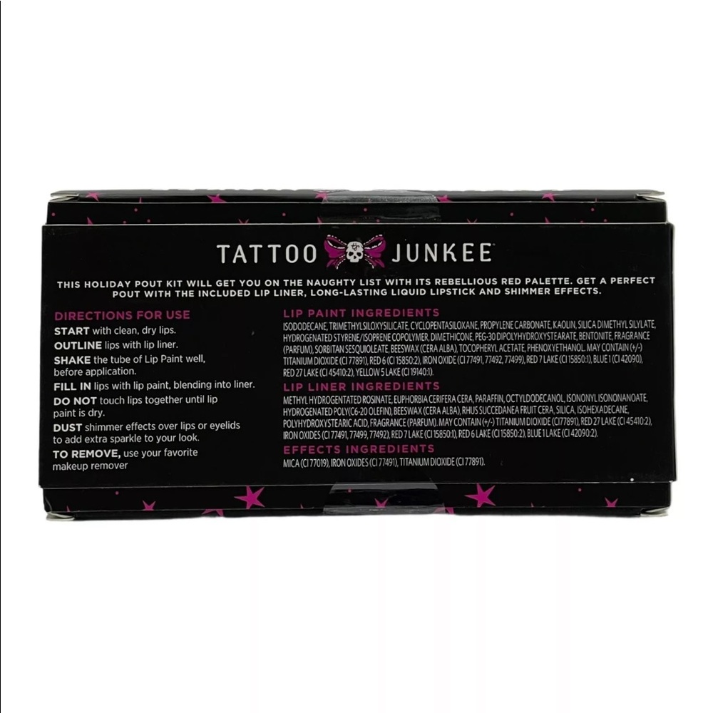 Tattoo Junkee Pout Kit Lip Paint Liner Metallic Naughty & Nice Liquid Lipstick - Picture 5 of 5